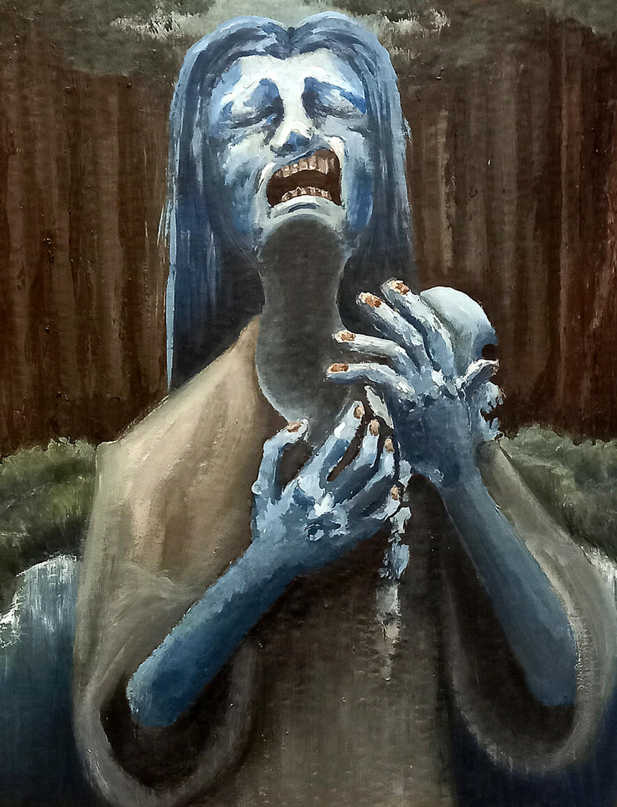 La Llorona. Acrylic on cardboard, 2021.