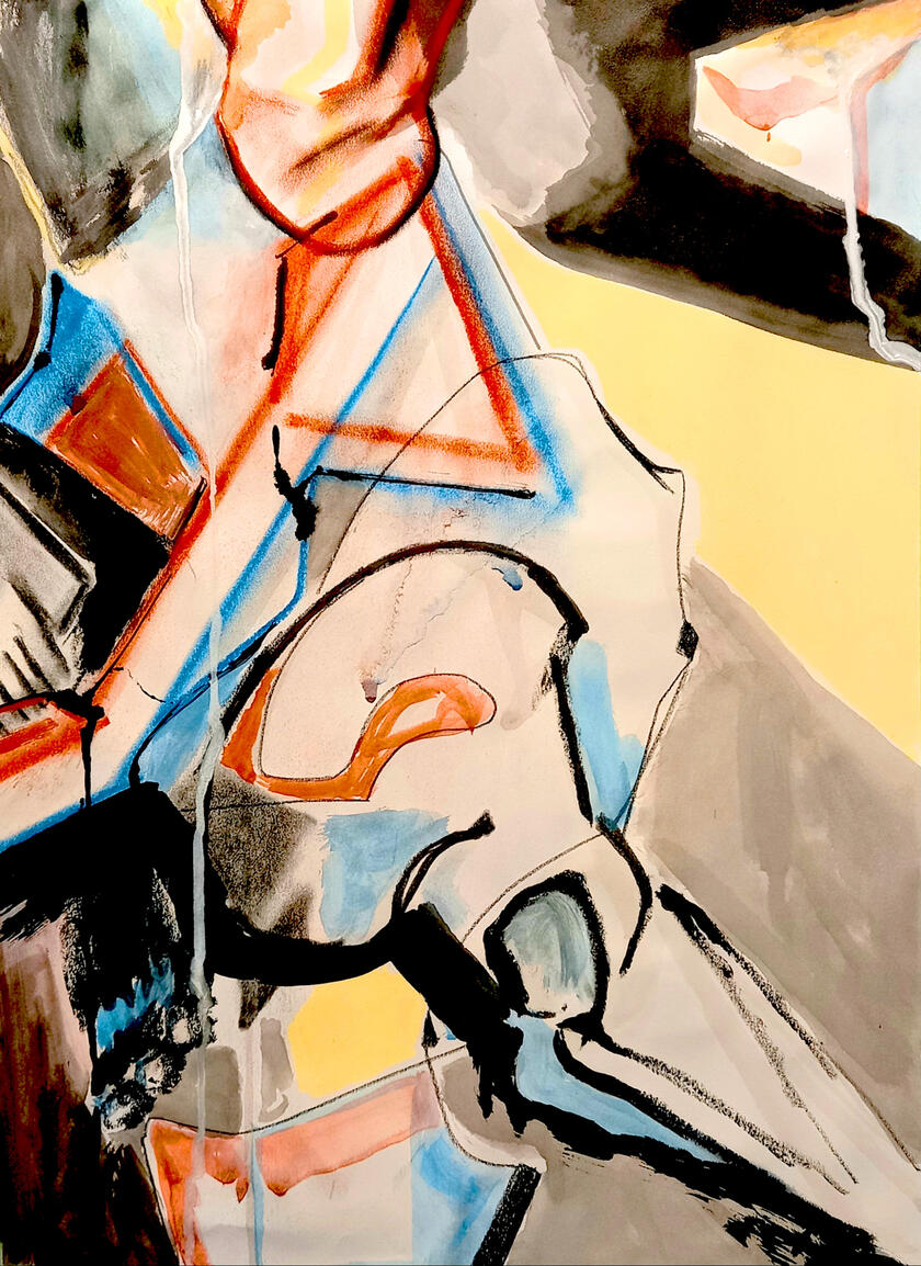 The Council. Mixed media on paper, 2021.