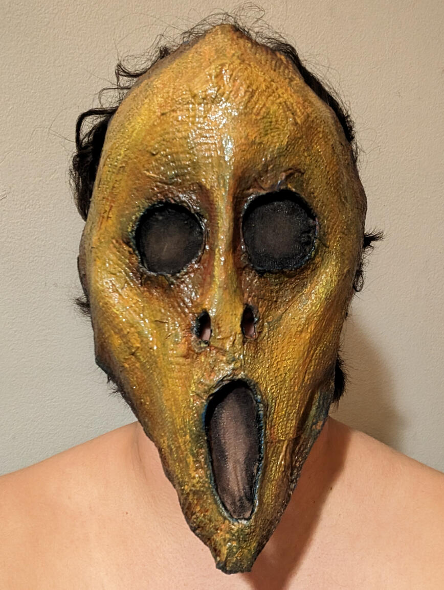 Mask 3. Paper maché on wire, 2023.