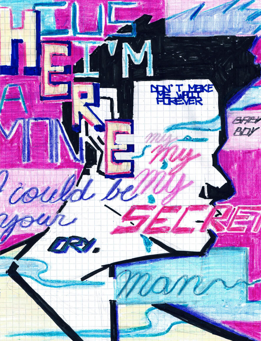 Secret Man. Mixed Media on paper, 2022.